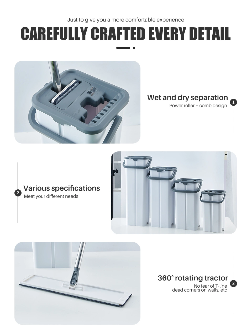 2023 Hot Self Cleaning Aluminum Mop Handle Telescoping Micro Fiber Mop Plastic